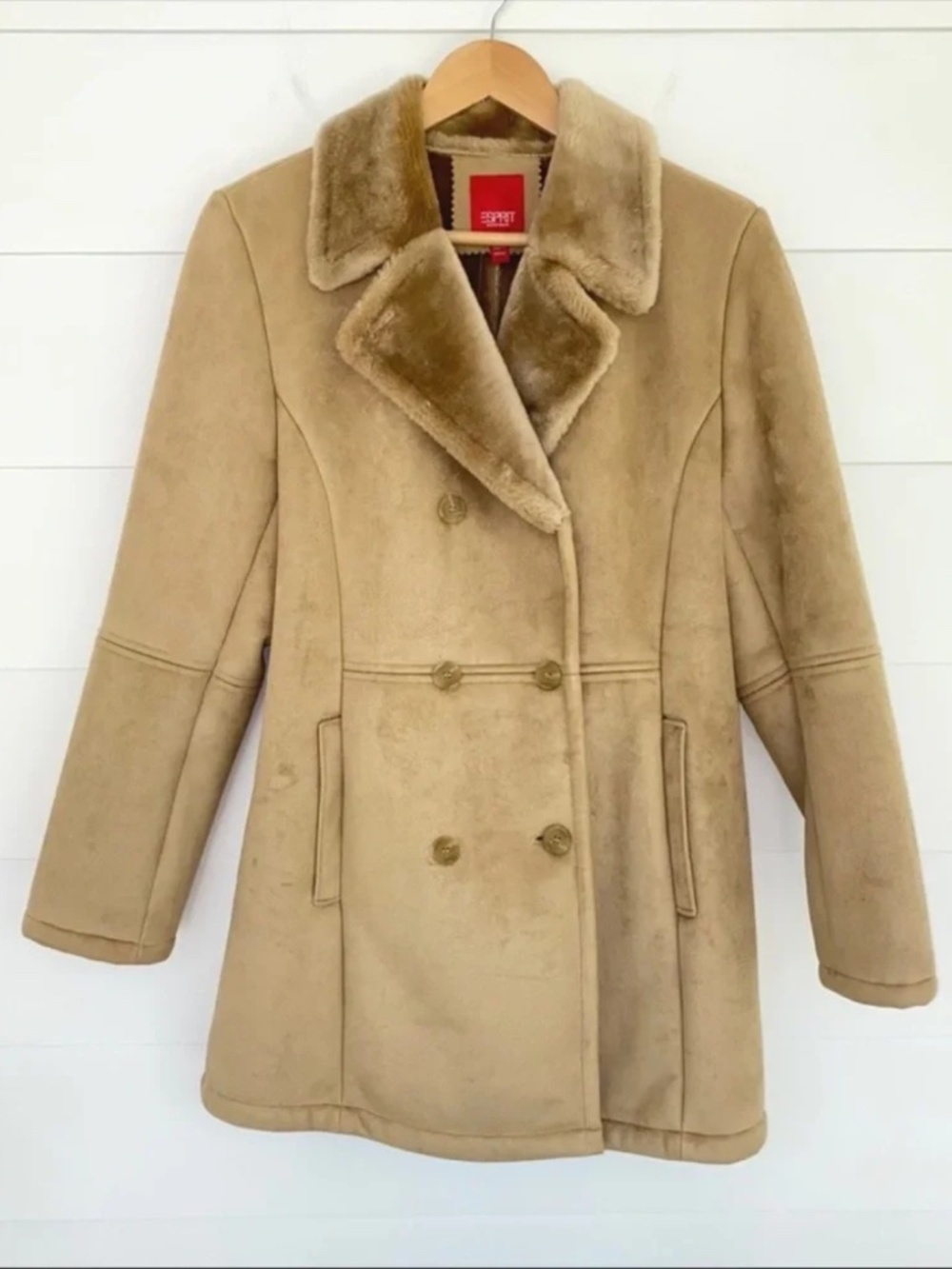 Vintage Esprit Faux Suede Faux Fur Coat Medium